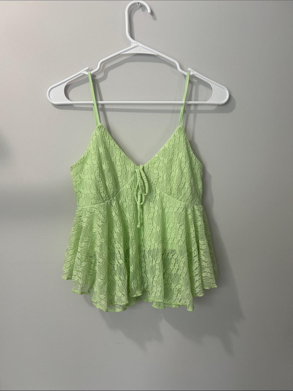 Francesca's Collections Light Green Lace Peplum Cami